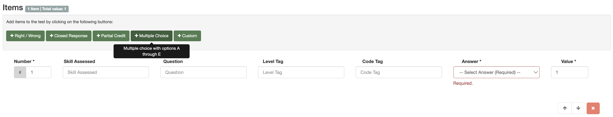 d) Multiple Choice: A straight forward A-E Multiple choice question