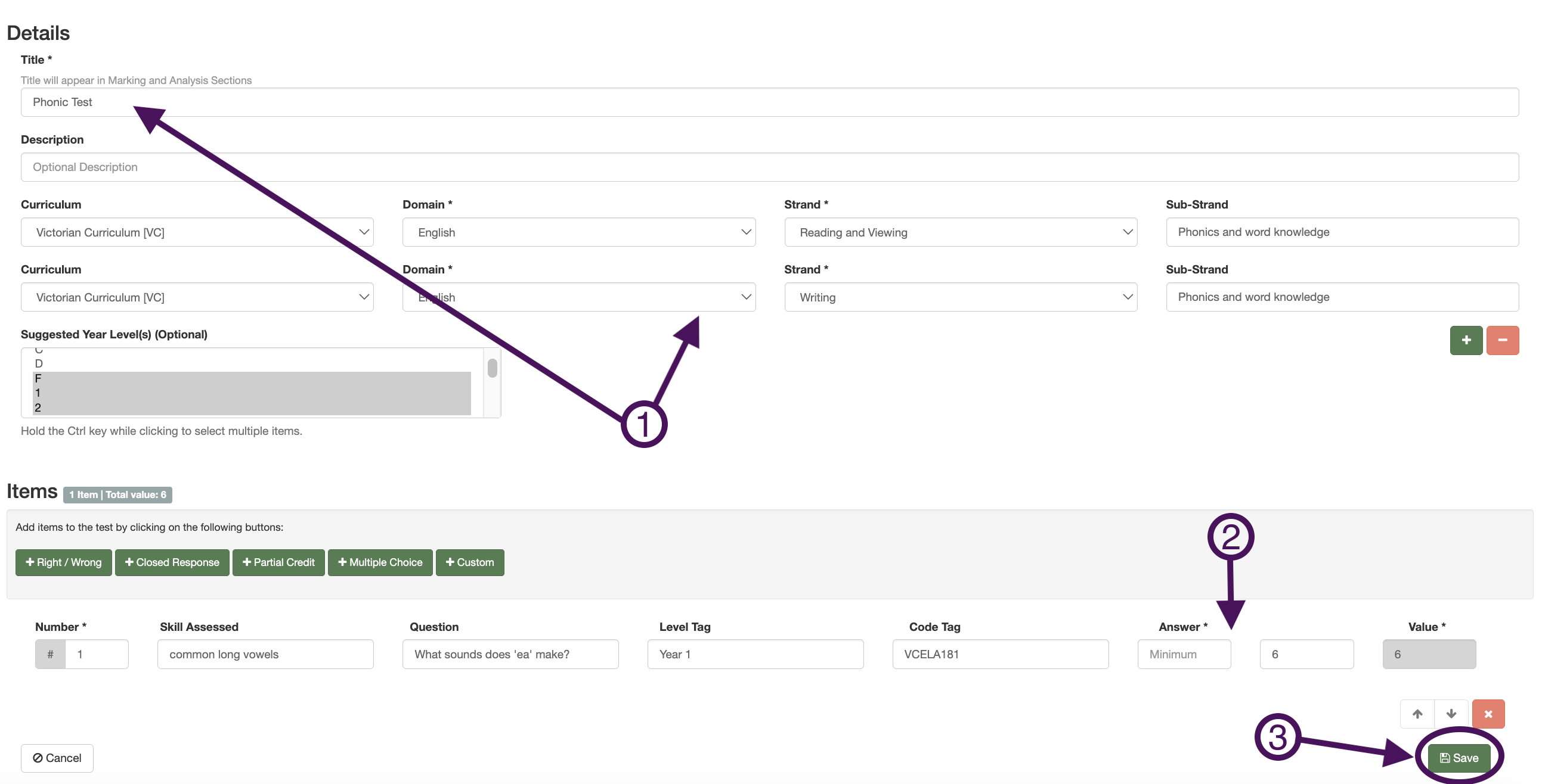Step 8: Save your Test