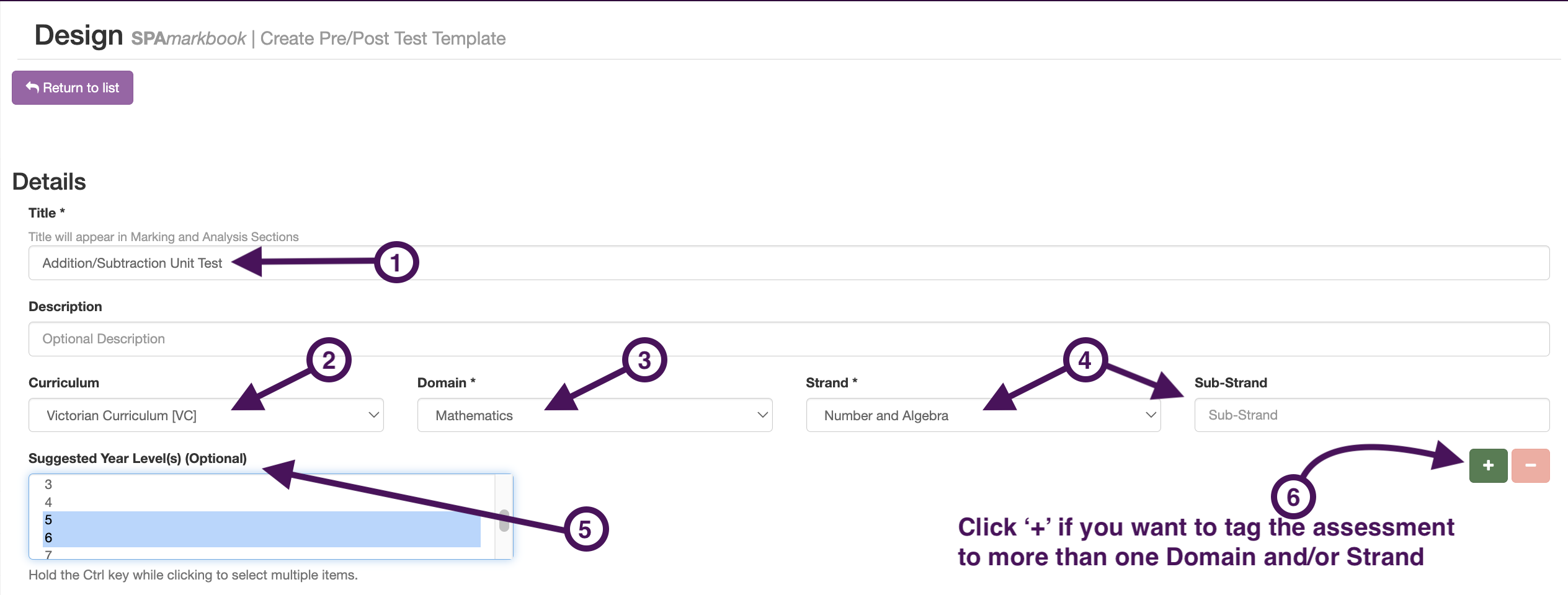 Step 4: Fill out the details for this Pre/Post Test