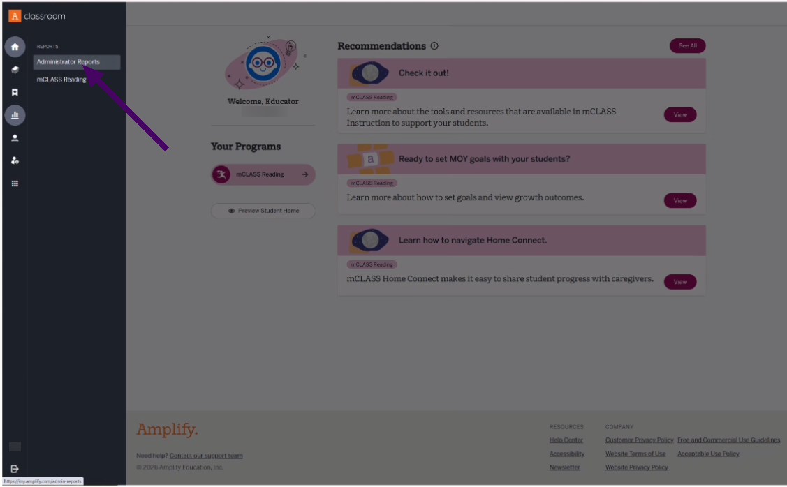 Select Administrator Reports