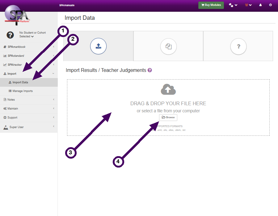 Upload to the SPAplatform