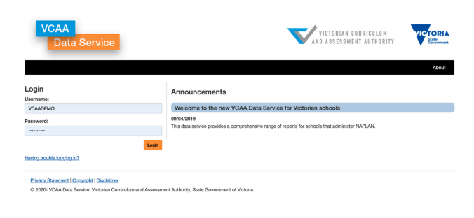 VCAA login